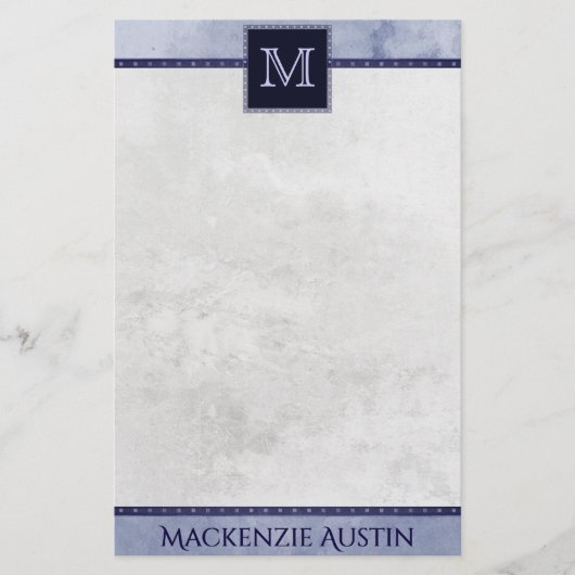 fluweelachtige indigodamast | Midnight Grunge Baro Briefpapier (Voorkant)