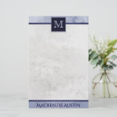 fluweelachtige indigodamast | Midnight Grunge Baro Briefpapier (Staand voorkant)