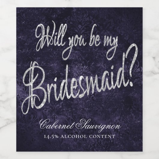 fluweelachtige indigodamast | Midnight Grunge Brui Wijn Etiket (Enkel label)