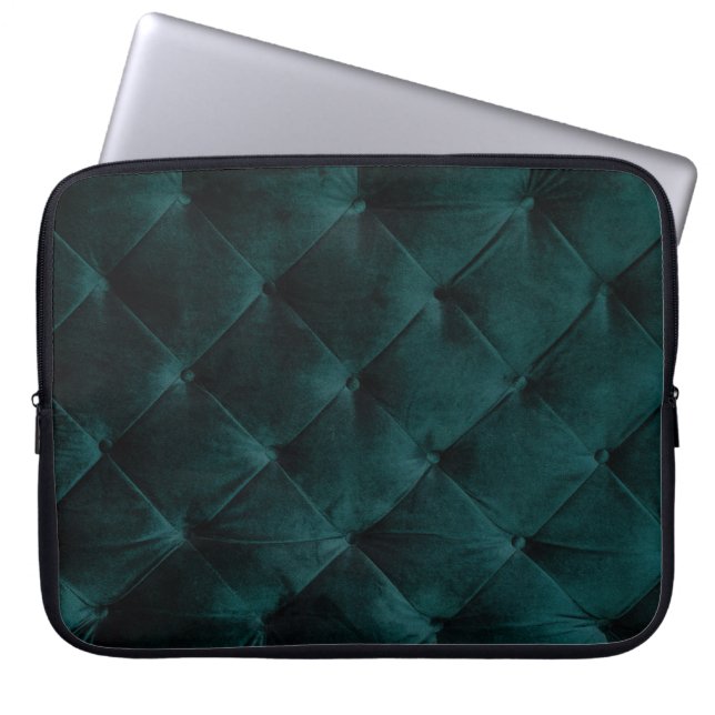 Fluweelgroen: Malachiet Textiel Elegantie Laptop Sleeve (Voorkant)