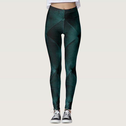 Fluweelgroen: Malachiet Textiel Elegantie Leggings (Voorkant)