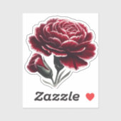 Fluweelrode anjers BloemenAquarel Sticker (Vel)