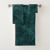 Fluweelzachte Blauwgroen Damask | Donkergroen Grun Bad Handdoek (Insitu)