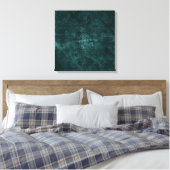 Fluweelzachte Blauwgroen Damask | Donkergroen Grun Canvas Afdruk (Insitu (Slaapkamer))