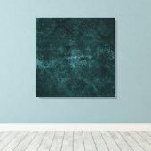 Fluweelzachte Blauwgroen Damask | Donkergroen Grun Canvas Afdruk (Insitu (Houten vloer))