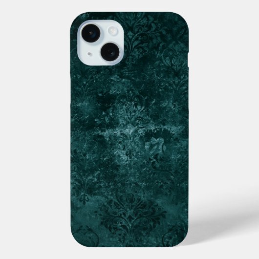 Fluweelzachte Blauwgroen Damask | Donkergroen Grun Case-Mate iPhone Case (Achterkant)