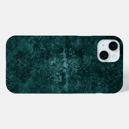 Fluweelzachte Blauwgroen Damask | Donkergroen Grun Case-Mate iPhone Case (Achterkant (horizontaal))