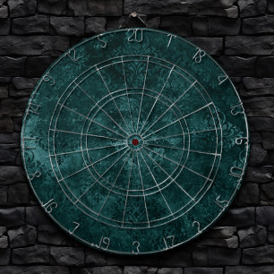 Fluweelzachte Blauwgroen Damask   Donkergroen Grun Dartbord