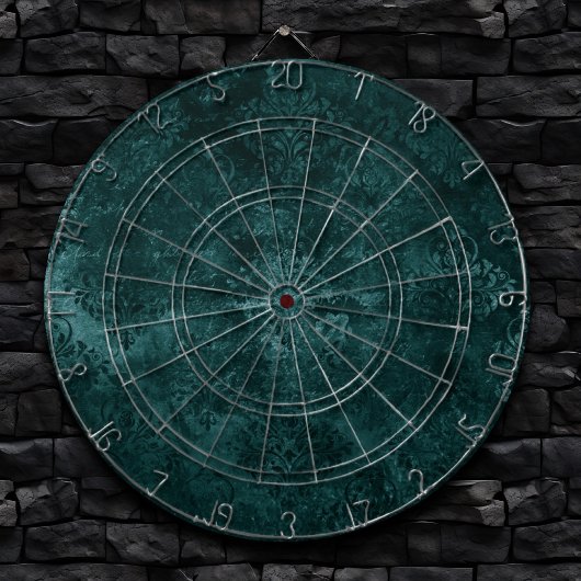 Fluweelzachte Blauwgroen Damask | Donkergroen Grun Dartbord