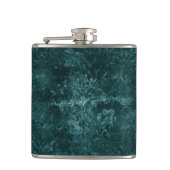 Fluweelzachte Blauwgroen Damask | Donkergroen Grun Heupfles (Voorkant)