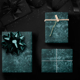 Fluweelzachte Blauwgroen Damask | Donkergroen Grun Inpakpapier Vel