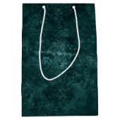 Fluweelzachte Blauwgroen Damask | Donkergroen Grun Medium Cadeauzakje (Voorkant)