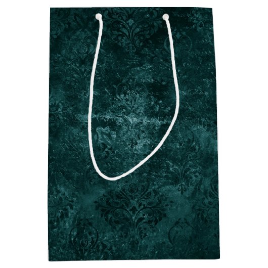 Fluweelzachte Blauwgroen Damask | Donkergroen Grun Medium Cadeauzakje