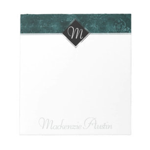Fluweelzachte Blauwgroen Damask   Donkergroen Grun Notitieblok