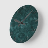 Fluweelzachte Blauwgroen Damask | Donkergroen Grun Ronde Klok (Hoek)