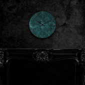 Fluweelzachte Blauwgroen Damask | Donkergroen Grun Ronde Klok