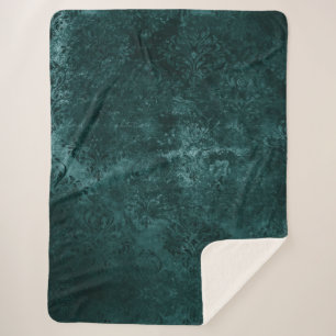 Fluweelzachte Blauwgroen Damask   Donkergroen Grun Sherpa Deken