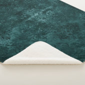 Fluweelzachte Blauwgroen Damask | Donkergroen Grun Sherpa Deken (3/4)