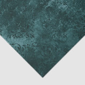Fluweelzachte Blauwgroen Damask | Donkergroen Grun Tissuepapier (Detail)
