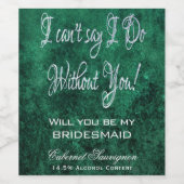 Fluweelzachte Blauwgroen Damask | Donkergroen Grun Wijn Etiket (Enkel label)