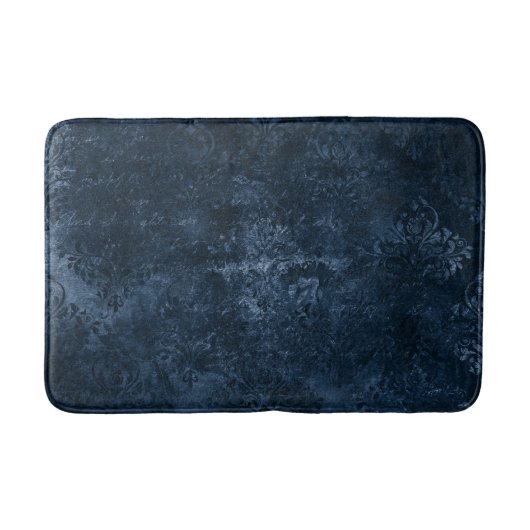 Fluweelzachte Navy Damask | Donkerblauw Grunge Bar Badmat (Voorkant)