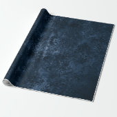 Fluweelzachte Navy Damask | Donkerblauw Grunge Bar Cadeaupapier (Uitgerold)