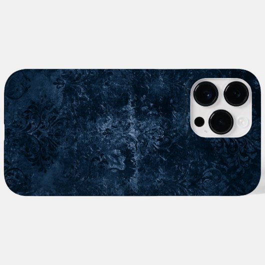 Fluweelzachte Navy Damask | Donkerblauw Grunge Bar Case-Mate iPhone Case (Achterkant (horizontaal))