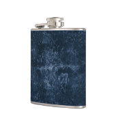 Fluweelzachte Navy Damask | Donkerblauw Grunge Bar Heupfles (Links)
