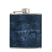Fluweelzachte Navy Damask | Donkerblauw Grunge Bar Heupfles (Voorkant)
