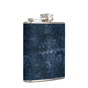 Fluweelzachte Navy Damask Donkerblauw Grunge Bar Heupfles