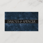 Fluweelzachte Navy Damask | Donkerblauw Grunge Bar Informatiekaartje (Voorkant)