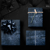 Fluweelzachte Navy Damask | Donkerblauw Grunge Bar Inpakpapier Vel