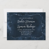 Fluweelzachte Navy Damask | Donkerblauw Grunge Bar Kaart (Voorkant)