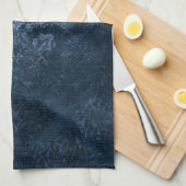 Fluweelzachte Navy Damask | Donkerblauw Grunge Bar Theedoek (Quarter Fold)
