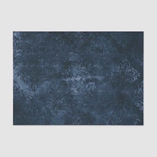 Fluweelzachte Navy Damask | Donkerblauw Grunge Bar Tissuepapier (Voorkant)