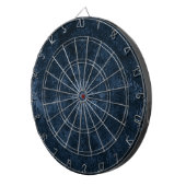 Fluweelzachte Navy Damask | Donkerblauwe Grunge Bl Dartbord (Voorkant Rechts)
