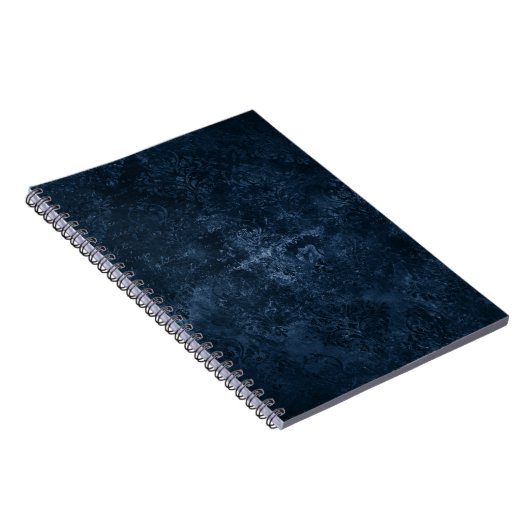 Fluweelzachte Navy Damask | Donkerblauwe Grunge Bl Notitieboek (Rechterzijde)