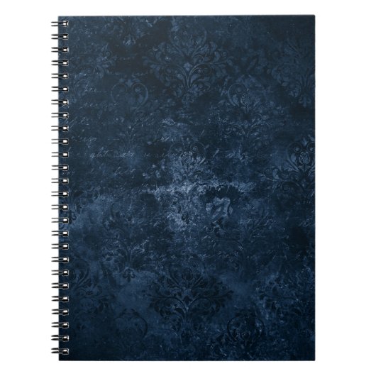 Fluweelzachte Navy Damask | Donkerblauwe Grunge Bl Notitieboek (Voorkant)