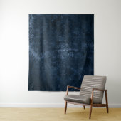 Fluweelzachte Navy Damask | Donkerblauwe Grunge Fo Wandkleed (In situ)
