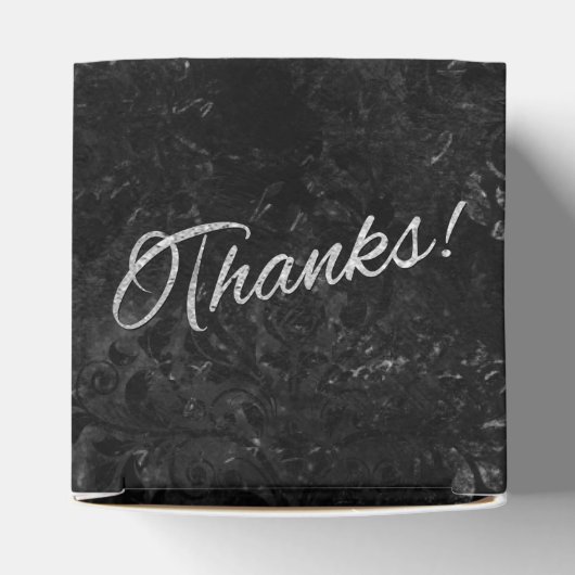 Fluweelzachte Onyx Damask | Zwart Vampy Grunge Bar Bedankdoosjes (Bovenkant)