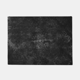 Fluweelzachte Onyx Damask | Zwart Vampy Grunge Bar Deurmat
