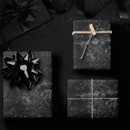 Fluweelzachte Onyx Damask | Zwart Vampy Grunge Bar Inpakpapier Vel