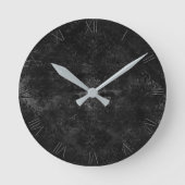 Fluweelzachte Onyx Damask | Zwart Vampy Grunge Bar Ronde Klok (Voorkant)