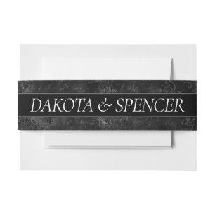 Fluweelzachte Onyx Damask   Zwart Vampy Grunge Bar Uitnodigingen Wikkel