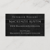 Fluweelzachte Onyx Damask | Zwart Vampy Grunge Bar Visitekaartje (Achterkant)