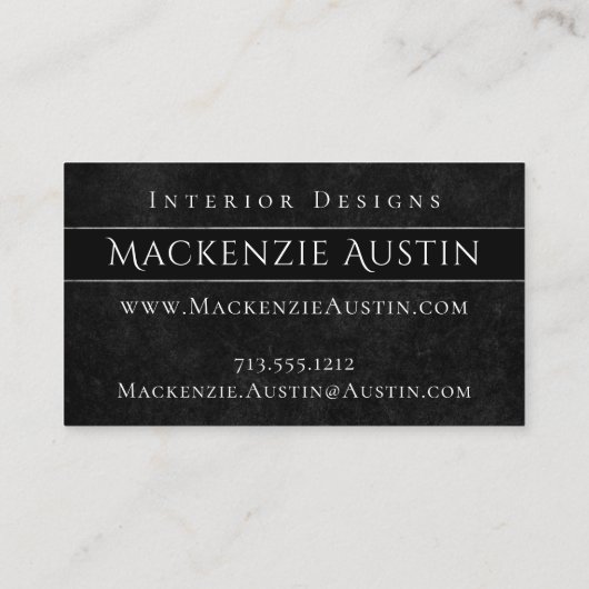 Fluweelzachte Onyx Damask | Zwart Vampy Grunge Bar Visitekaartje (Achterkant)