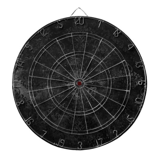 Fluweelzachte Onyx Damask | Zwart Vampy Grunge Blo Dartbord (Voorkant)