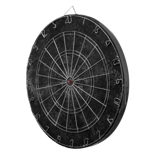 Fluweelzachte Onyx Damask | Zwart Vampy Grunge Blo Dartbord (Voorkant Rechts)