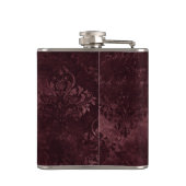 Fluweelzachte wijndamast | Bordeaux Sangria Grunge Heupfles (Achterkant)