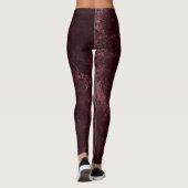 Fluweelzachte wijndamast | Bordeaux Sangria Grunge Leggings (Achterkant)